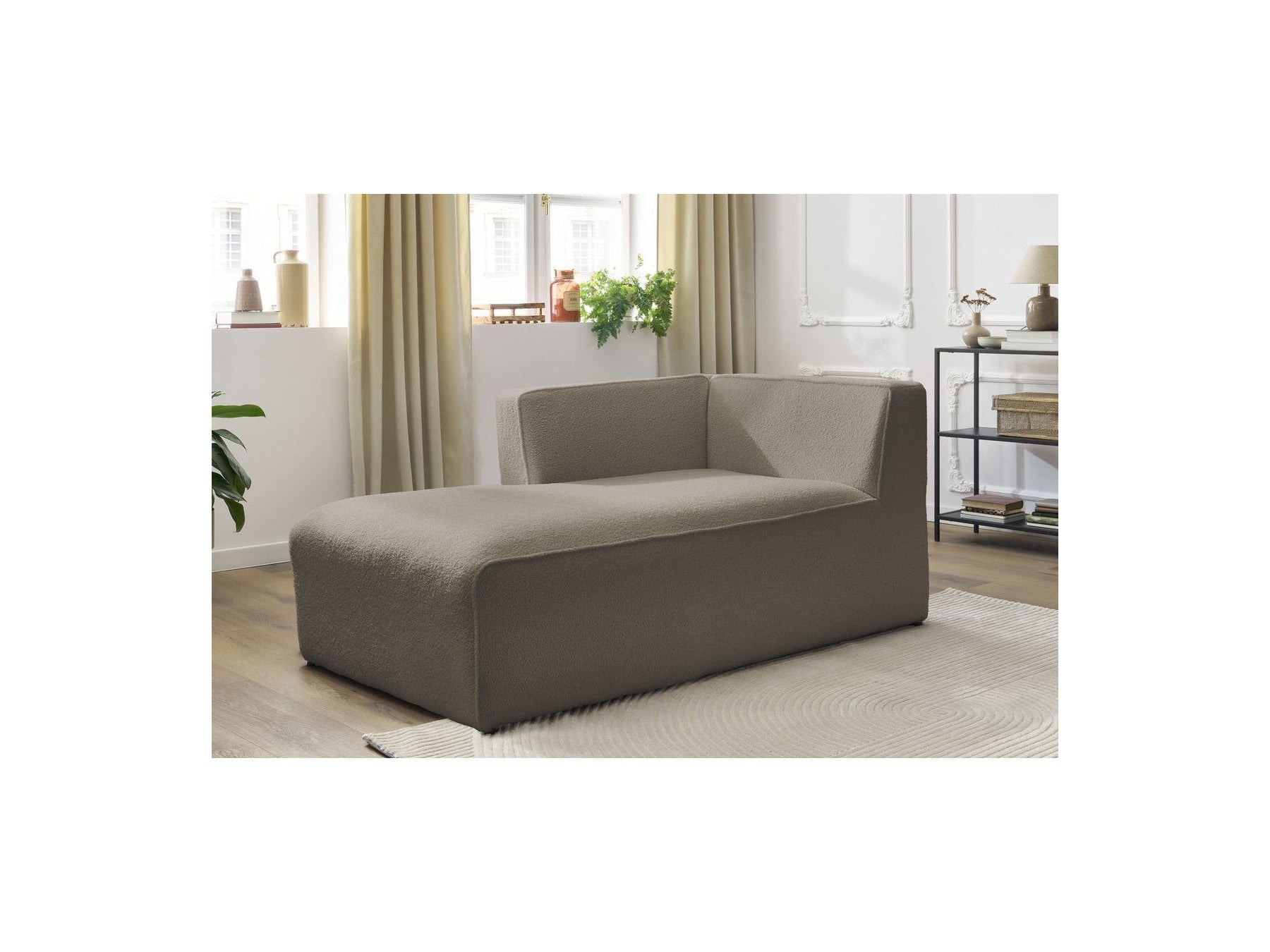 Méridienne Pour Canapé Modulable Megeve - Tissu Bouclette - Angle Gauche