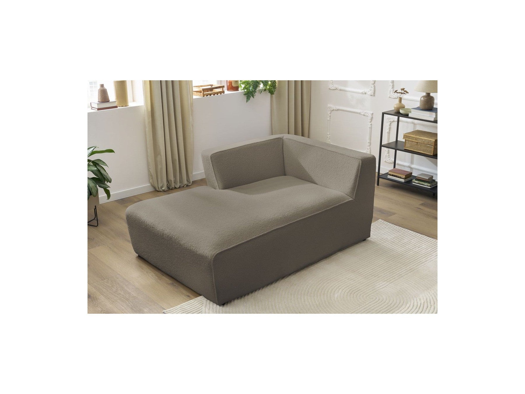 Méridienne Pour Canapé Modulable Megeve - Tissu Bouclette - Angle Gauche