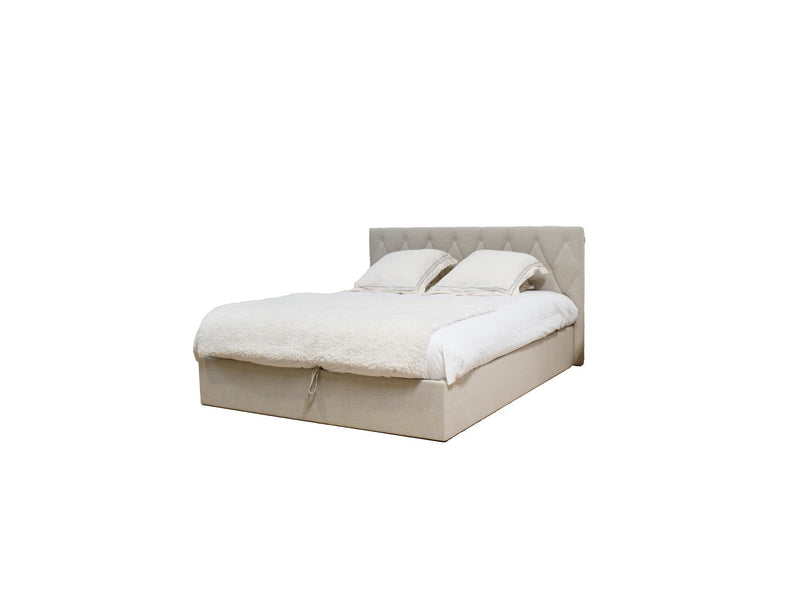 Lit Coffre Tissu Texturé Avec Lin - Colette - Beige