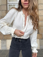 Lili Ecru Double Gauze Blouse