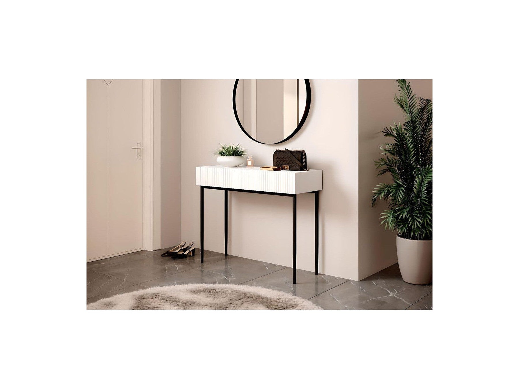 Kasha - Console Table 2 Drawers - Black Legs