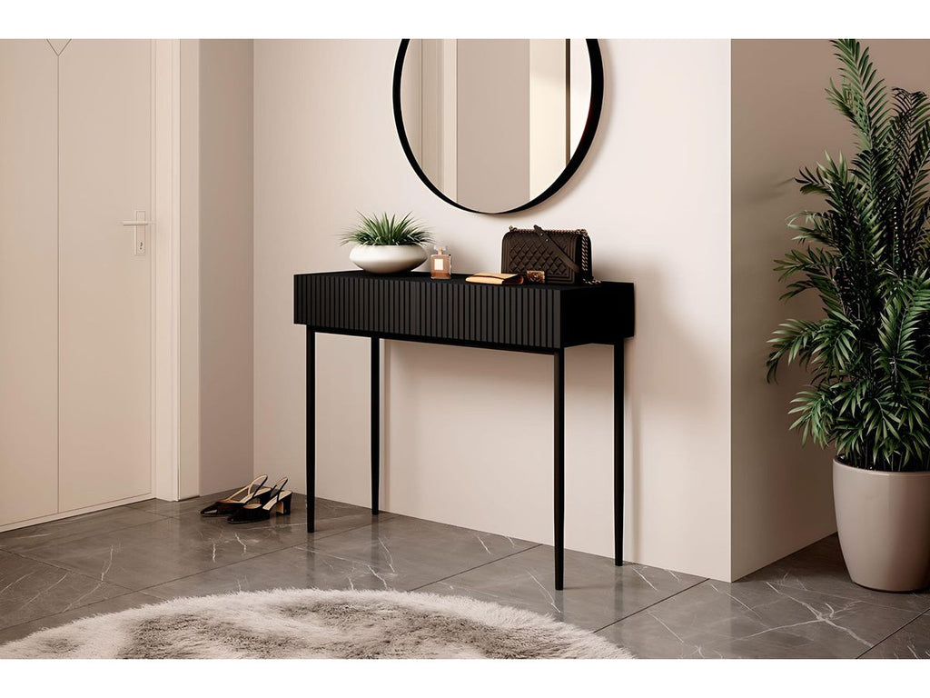 Kasha - Console Table 2 Drawers - Black Legs