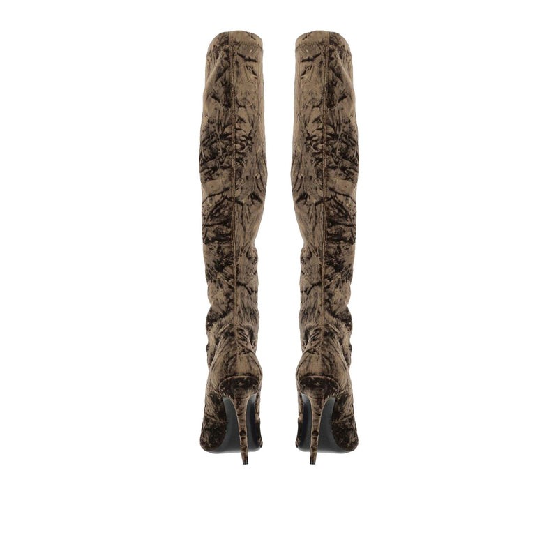 Bottes - Saint Laurent Talia Velvet  - Brown