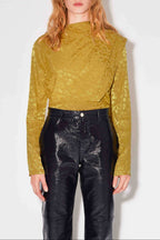 WHITE JACQUARD OLIVE BLOUSE