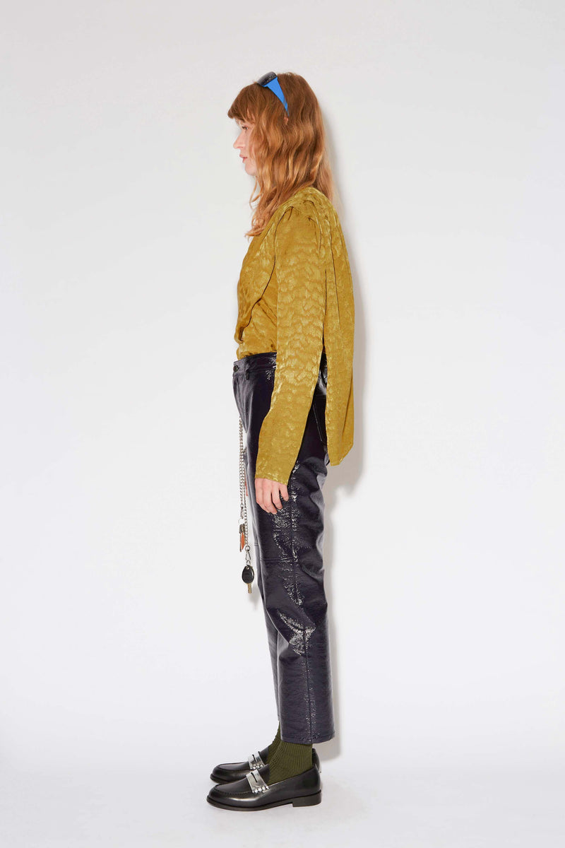 WHITE OLIVE JACQUARD BLOUSE