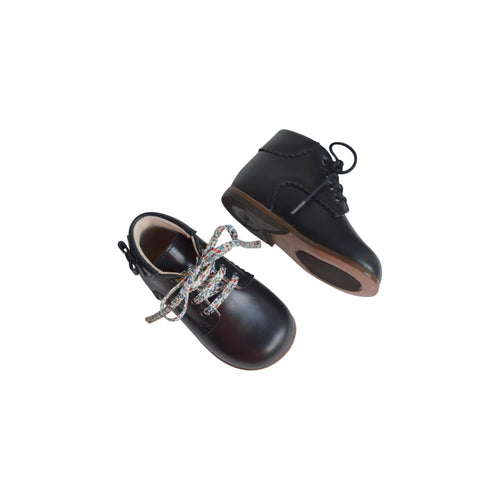 Clarence Noeud Soft Booties - Navy Leather - Girls