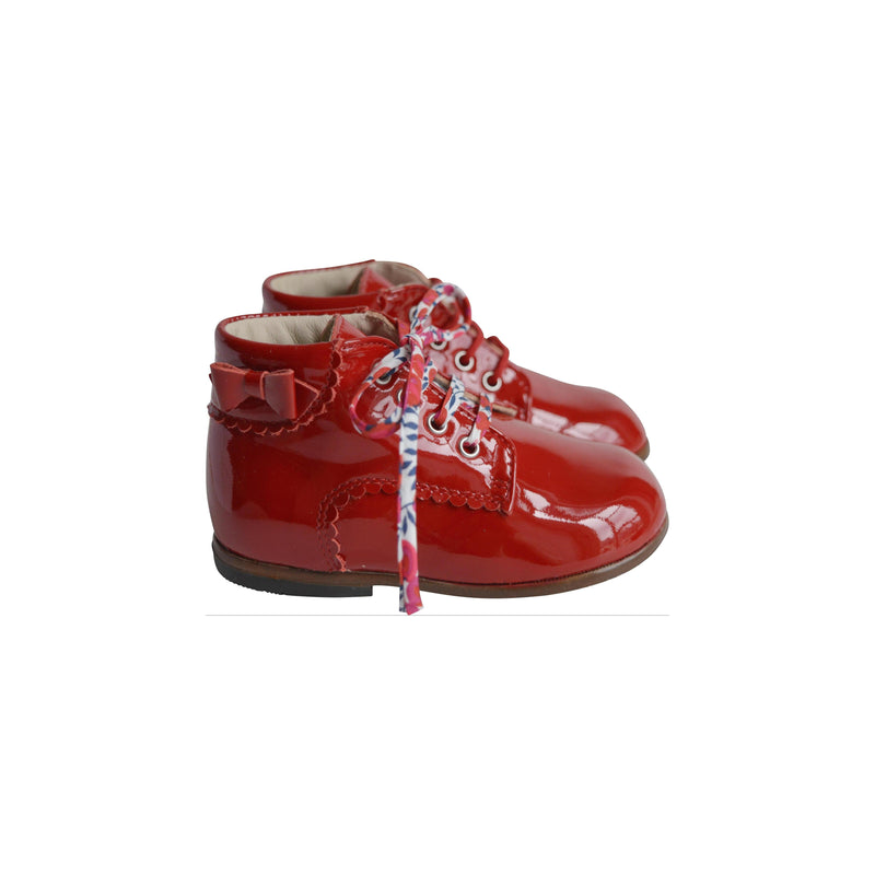 Chaussures Bottillons Souples Clarence Noeud - Vernis Rouge - Fille