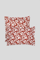 Taie d'oreiller en percale de coton bio rouge a fleurs