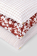 Taie d'oreiller en percale de coton bio rouge a fleurs