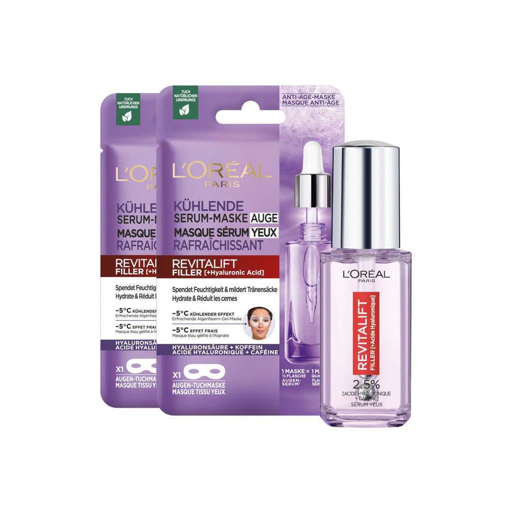 Ritual de cuidado de ojos antiarrugas con ácido hialurónico - 3 productos