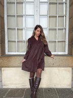 Vestido De Terciopelo Hortense Chocolate