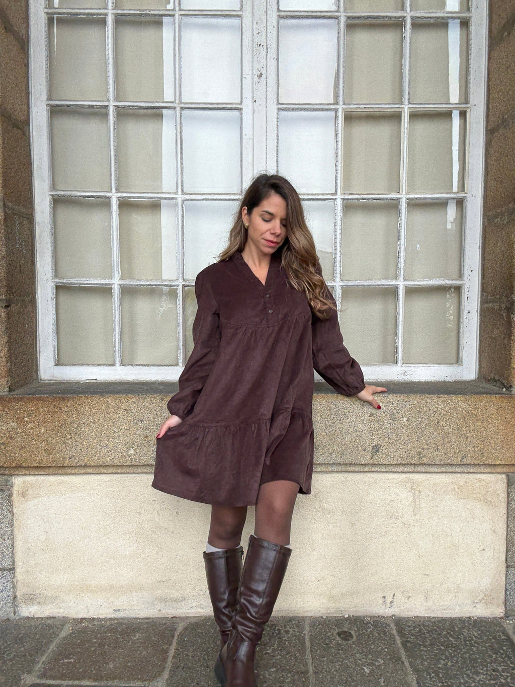Hortense chocolate velvet dress