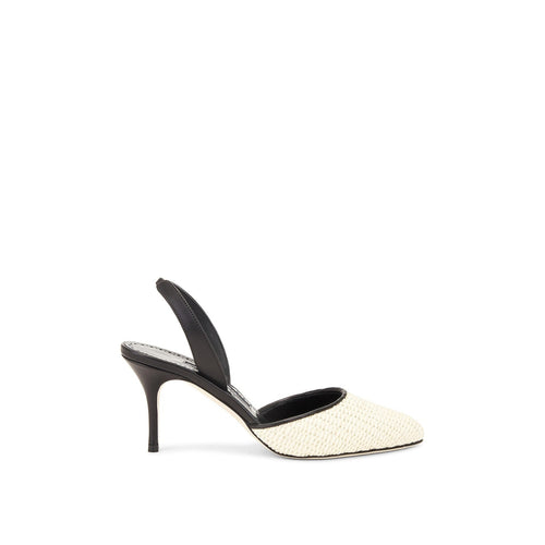 Escarpins - Manolo Blahnik Casam 70 Raffia - Black