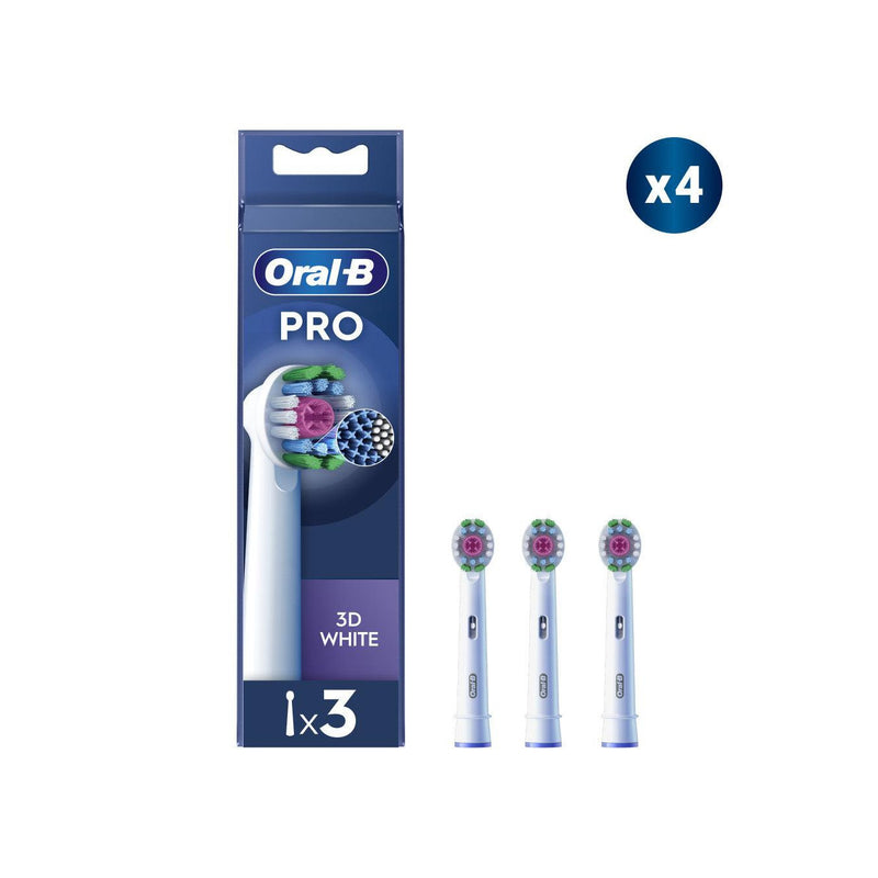 Oral-B Pro 3D White - 12 Brossettes - Compatibles Toutes Brosses Sauf Io