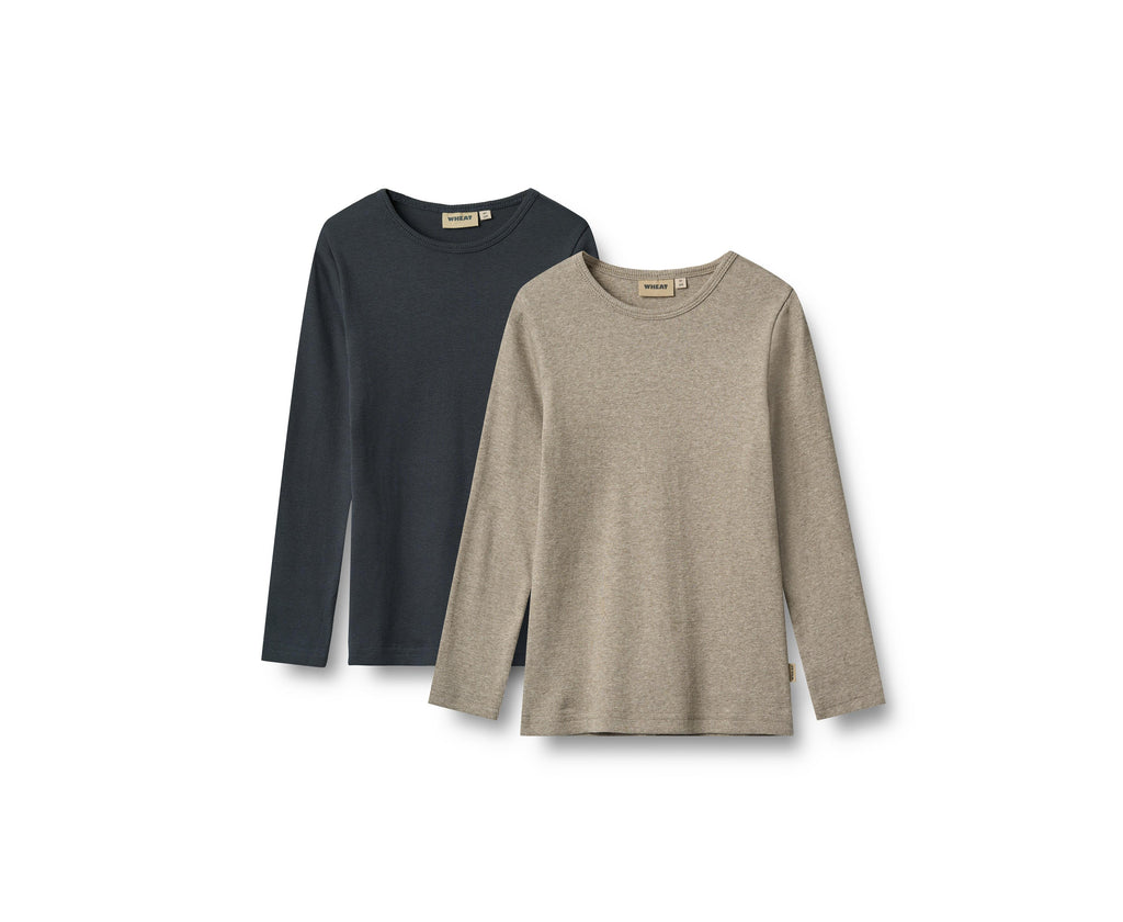 Set di 2 t-shirt a coste a maniche lunghe Stig - Blu navy