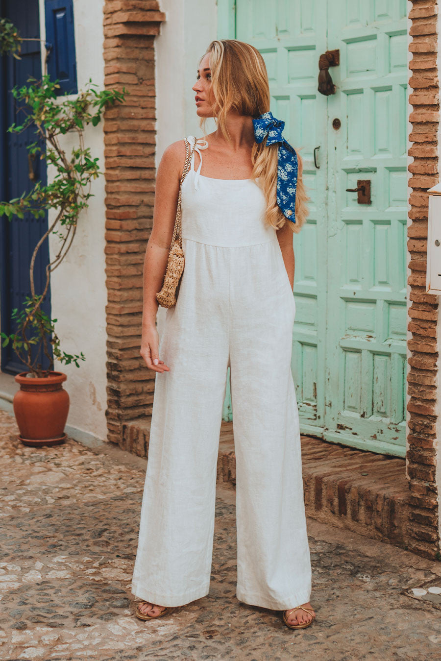 Inti White Linen Jumpsuit