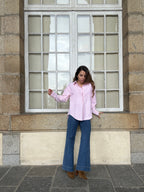Camisa de rayas rosa bebé