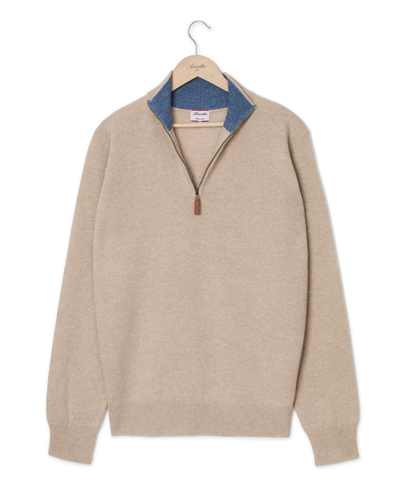 Thibault 100% Lambswool Sweater - Beige - Men