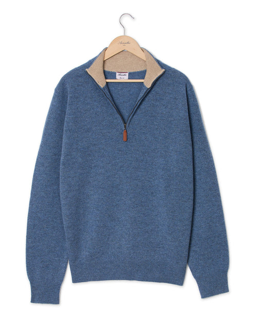 Pull Thibault 100% Lambswool - Denim - Homme