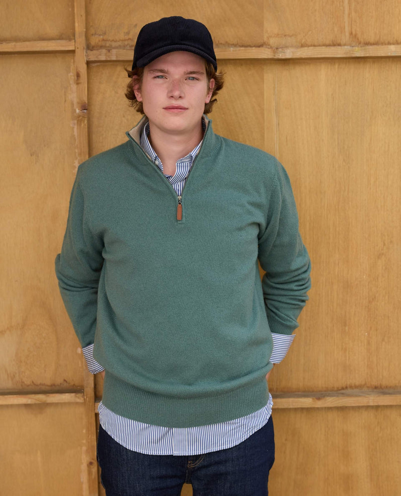 Pull Thibault 100% Lambswool - Vert Sauge - Homme