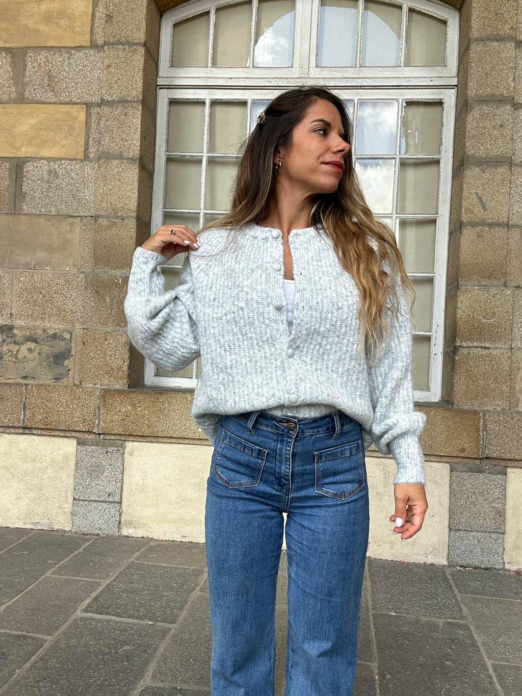 Irène light grey cardigan