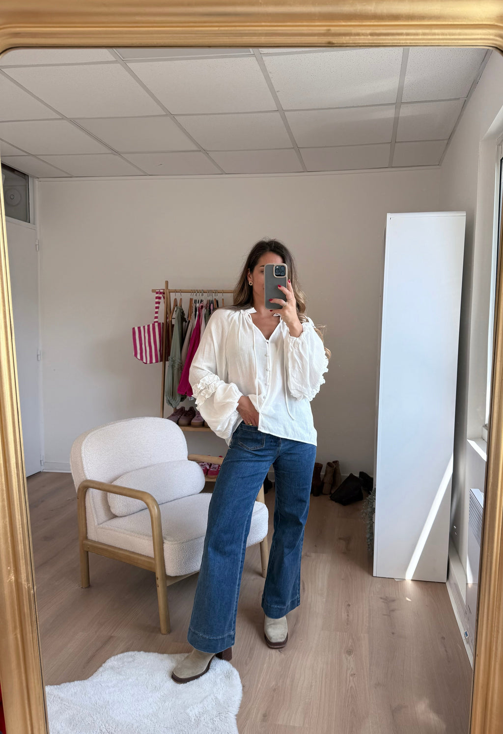 Esmée Ruffled Blouse in Ecru