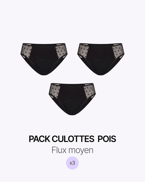 Pack Menstruel Trio Culottes Tulle Pois