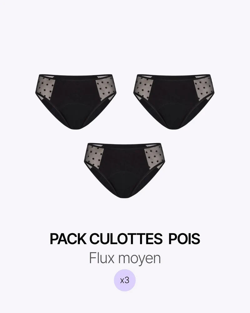 Pack menstruel trio culottes tulle Pois