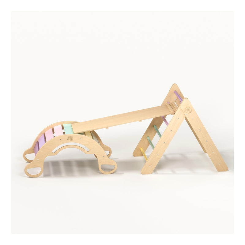 Triangle De Pikler + Grand Toboggan Double Face + Bascule D'Équilibre