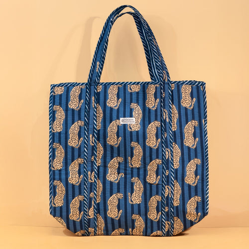 Sac Cabas réversible Deepa.Couleur: Bleu tigré.TOTE020