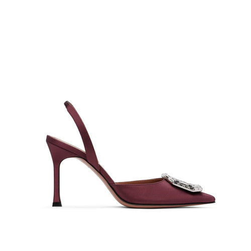 Escarpins - Amina Muaddi Camelia Sling 90 Satin - Bordeaux
