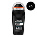 L'Oréal Men Expert - Pack de 6 - Desodorante roll-on Carbon Protect 5 en 1