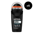 L'Oréal Men Expert - Pack de 6 - Desodorante roll-on Carbon Protect 5 en 1
