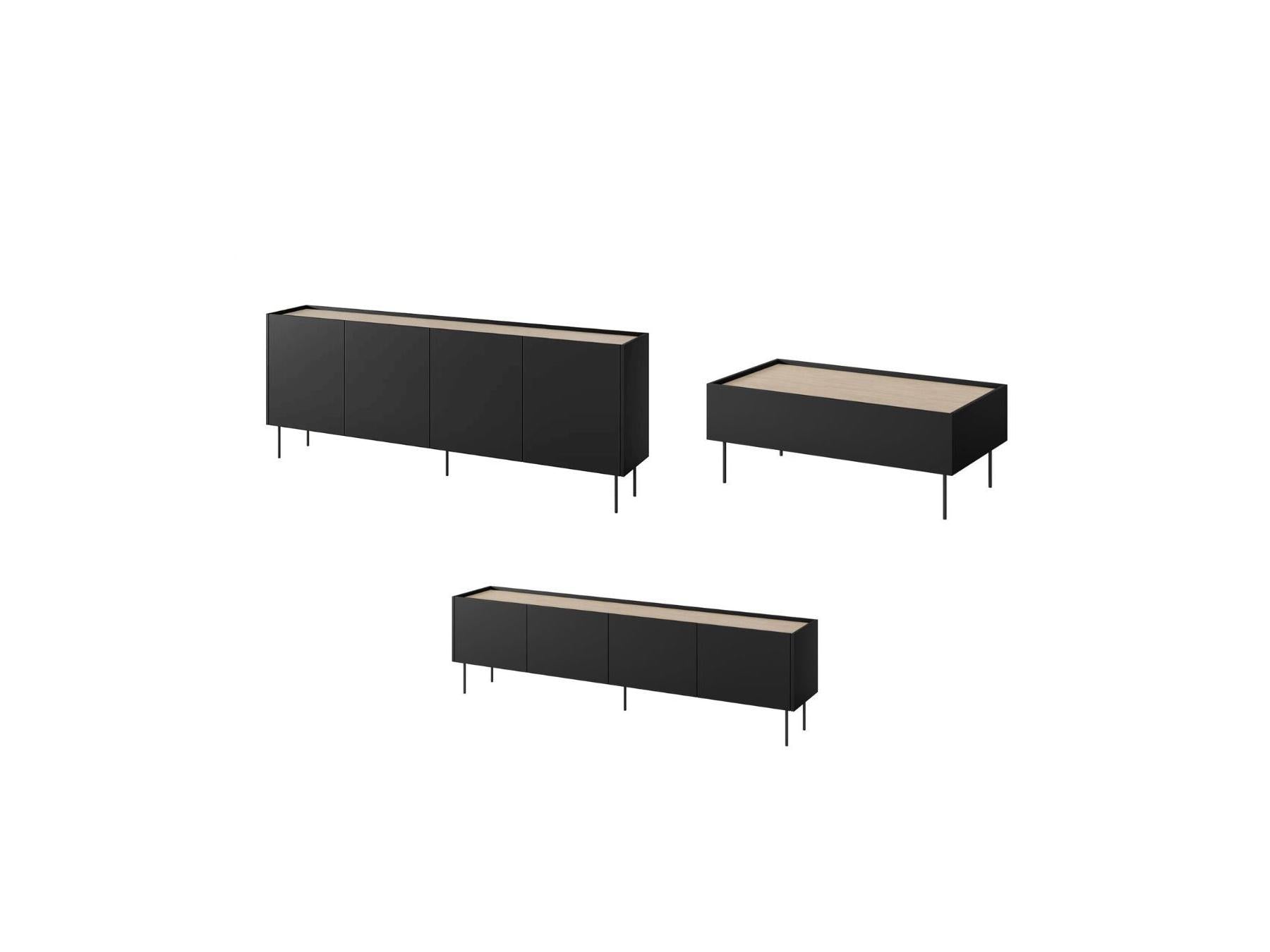 Atlas - Ensemble Avec Buffet 220 Cm + Meuble Tv 220 Cm + Table Basse 120 Cm