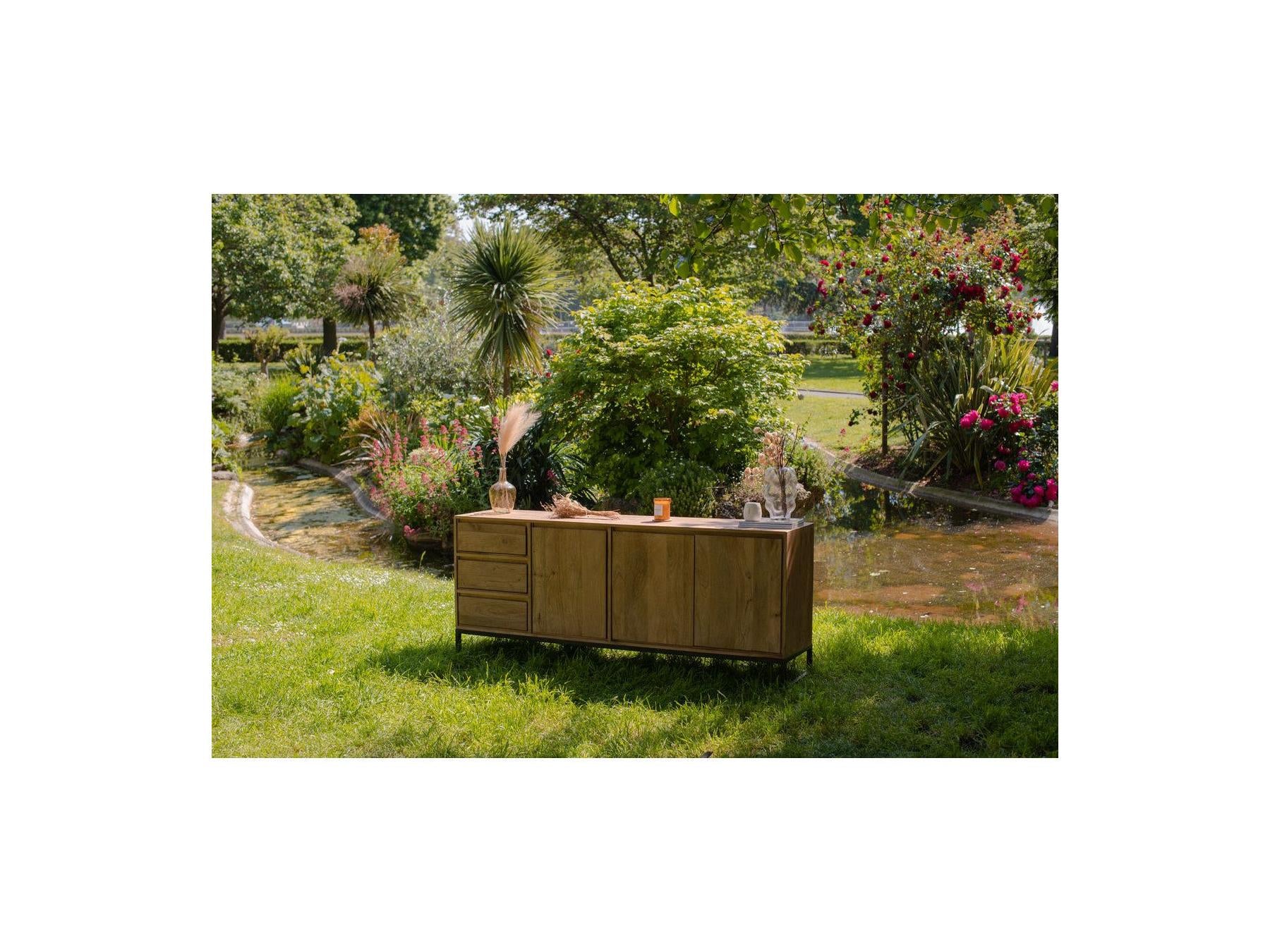 Bergerac - Buffet 3 Portes 190 Cm Bois Massif De Manguier