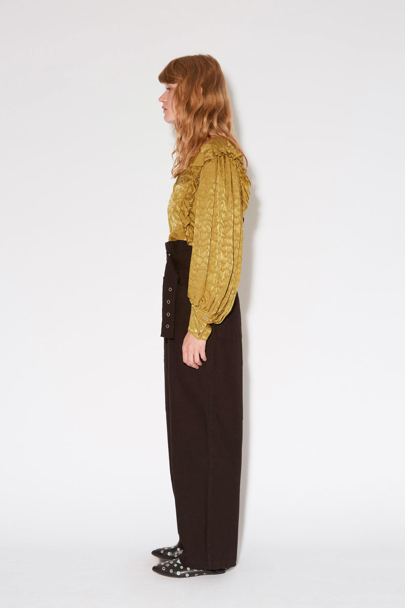 HEART JACQUARD BLOUSE OLIVE