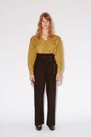 HEART JACQUARD BLOUSE OLIVE