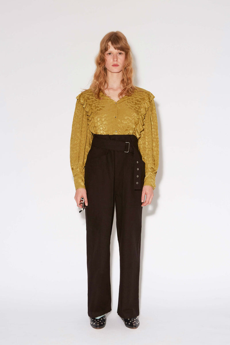 HEART JACQUARD BLOUSE OLIVE