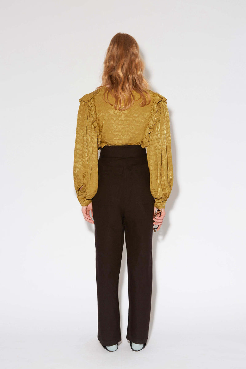 HEART JACQUARD BLOUSE OLIVE