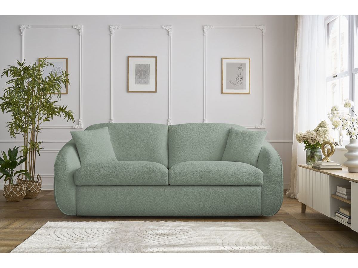 Cezanne - Straight Sofa Bed with Express Opening - Bouclé Fabric