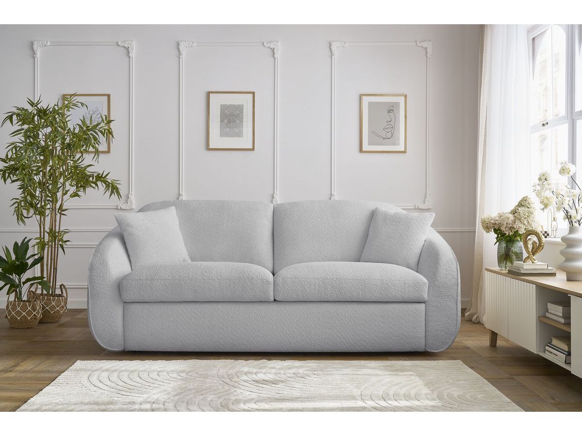 Cezanne - Straight Sofa Bed with Express Opening - Bouclé Fabric