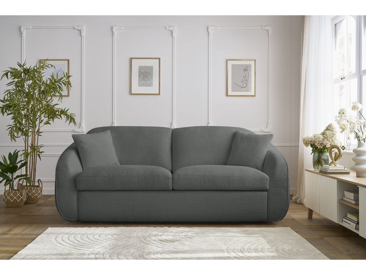 Cezanne - Straight Sofa Bed with Express Opening - Bouclé Fabric