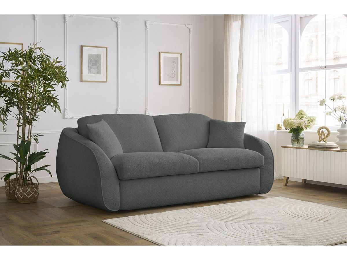 Cezanne - Straight Sofa Bed with Express Opening - Bouclé Fabric