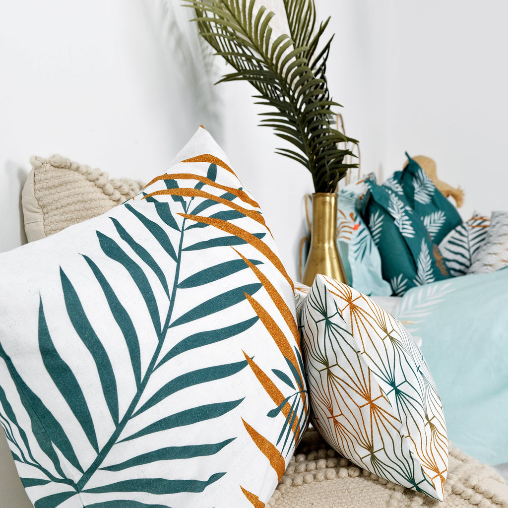 Foliage Mint Cushion Cover - Multicoloured