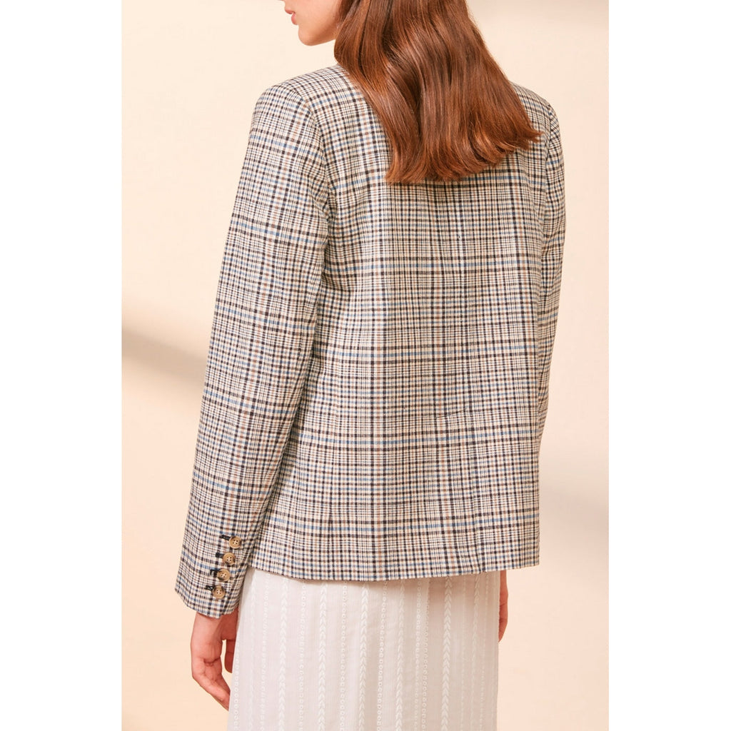 Suncoo - Chaqueta de Lino - Beige y Negro