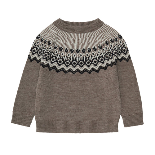 Fub - Jersey De Lana Merino Fair Isle Beige Melange