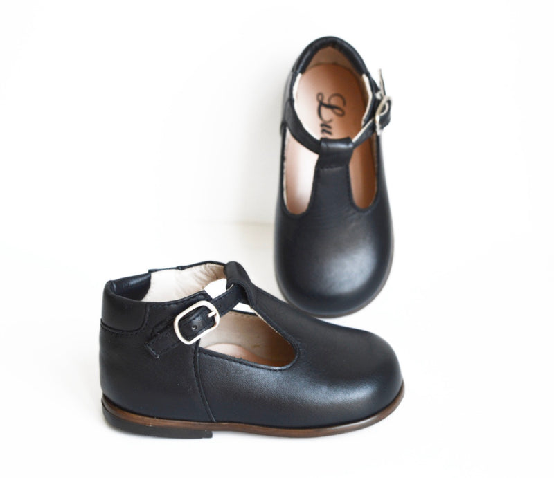 Clarence Sleek Soft Mary Jane Ankle Boots - Navy Leather - Unisex