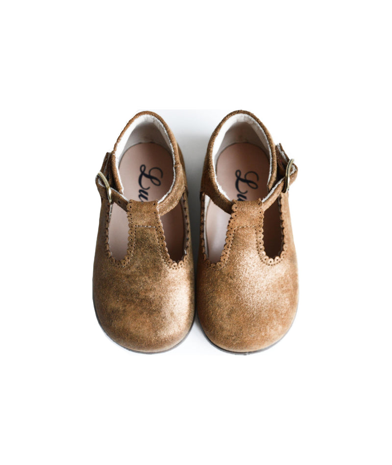 Chaussures Bottillons Salomés Souples Clarence Frisettes - Cuir Camel Irisé - Fille