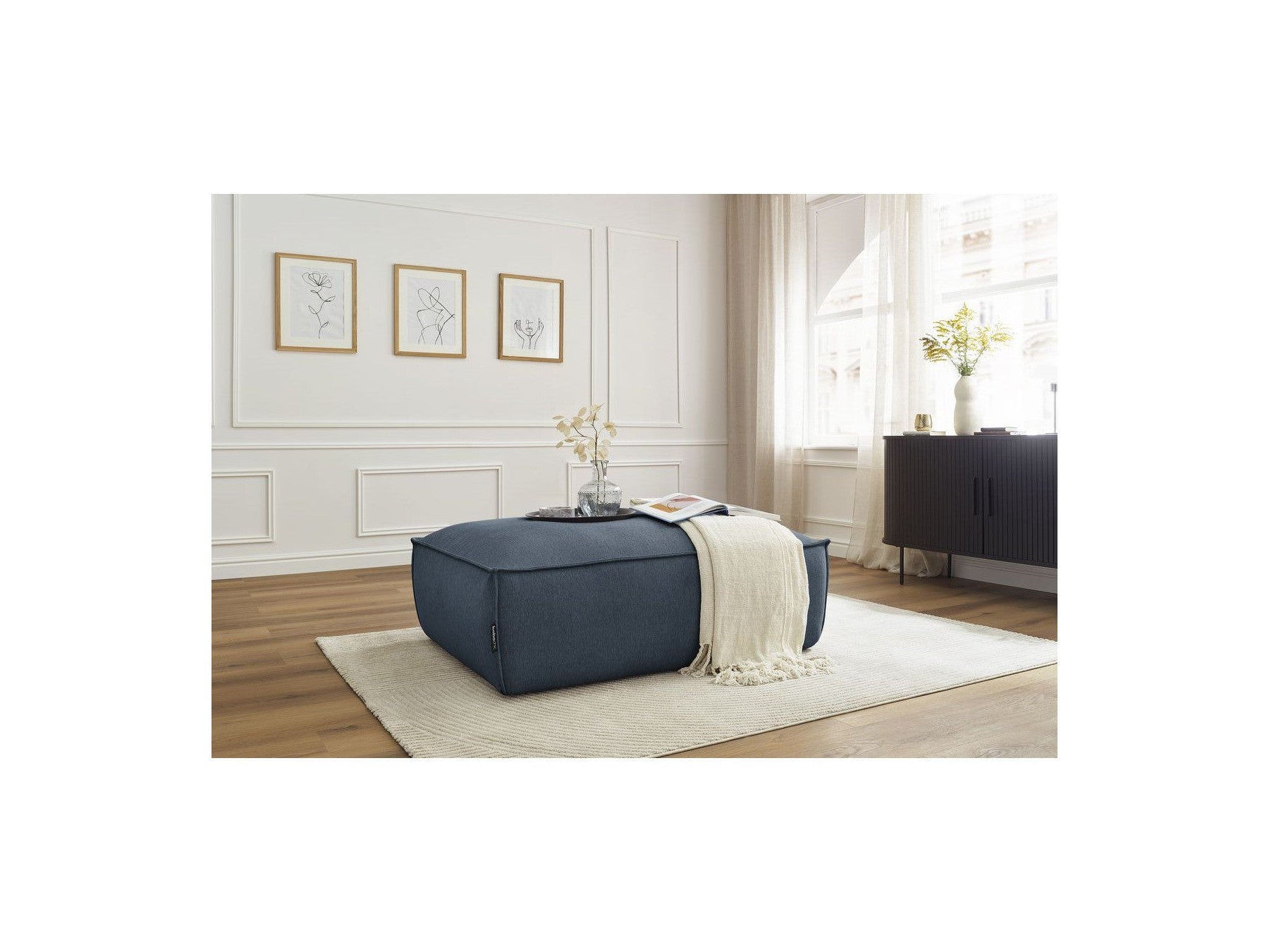 Pouf Boheme Tissu Chiné