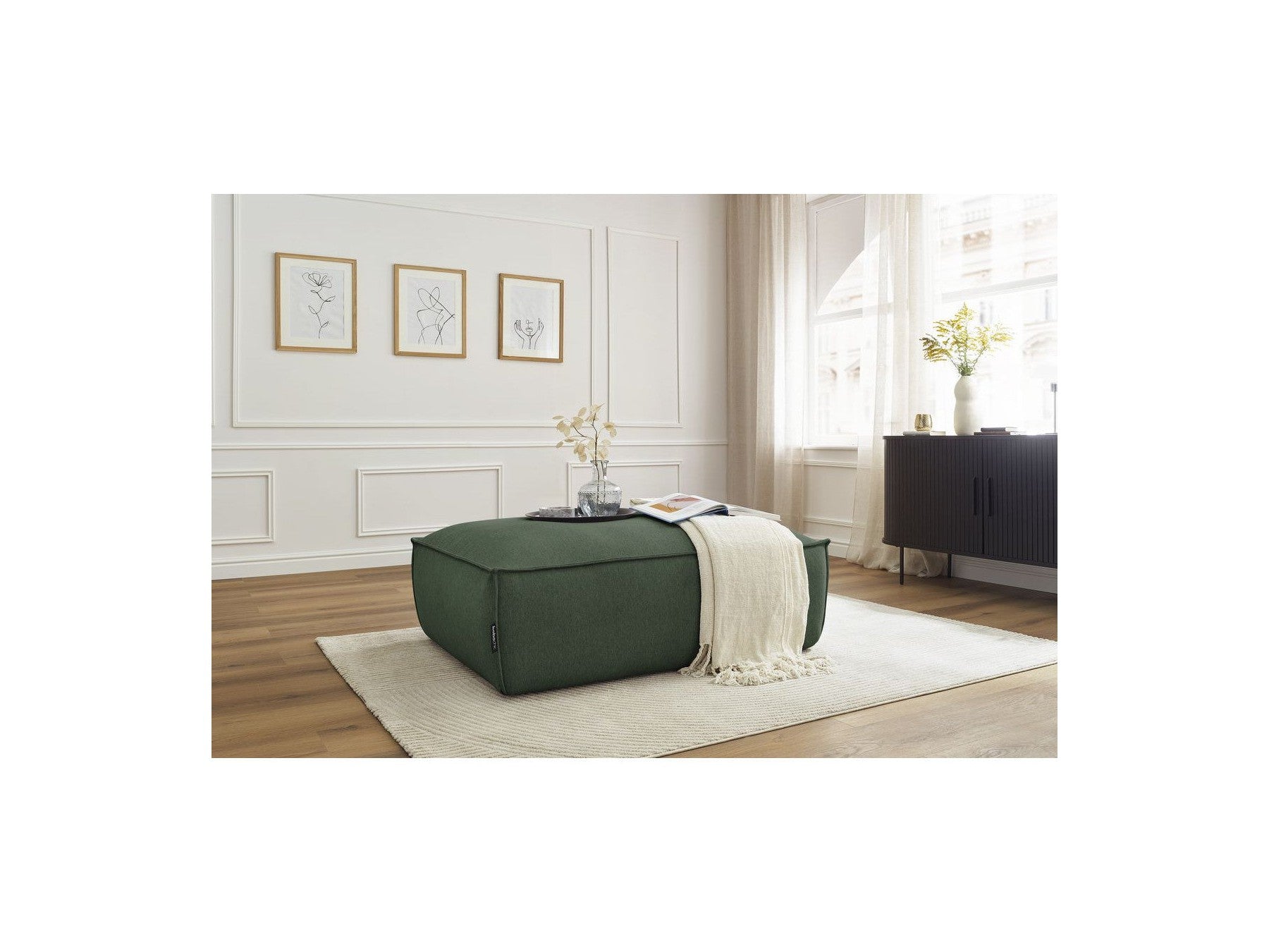 Pouf Boheme Tissu Chiné